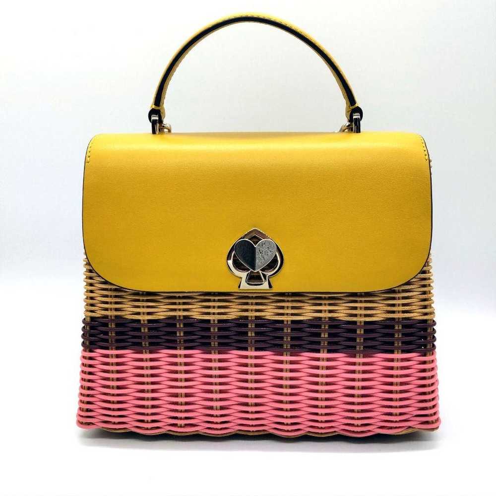 Kate Spade straw bag 2way hand shoulder twist loc… - image 2