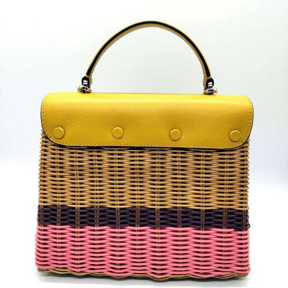 Kate Spade straw bag 2way hand shoulder twist loc… - image 3