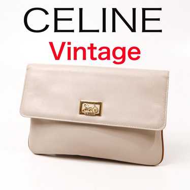 E4584-13 ◾️ Old Celine Leather Clutch Bag with Car