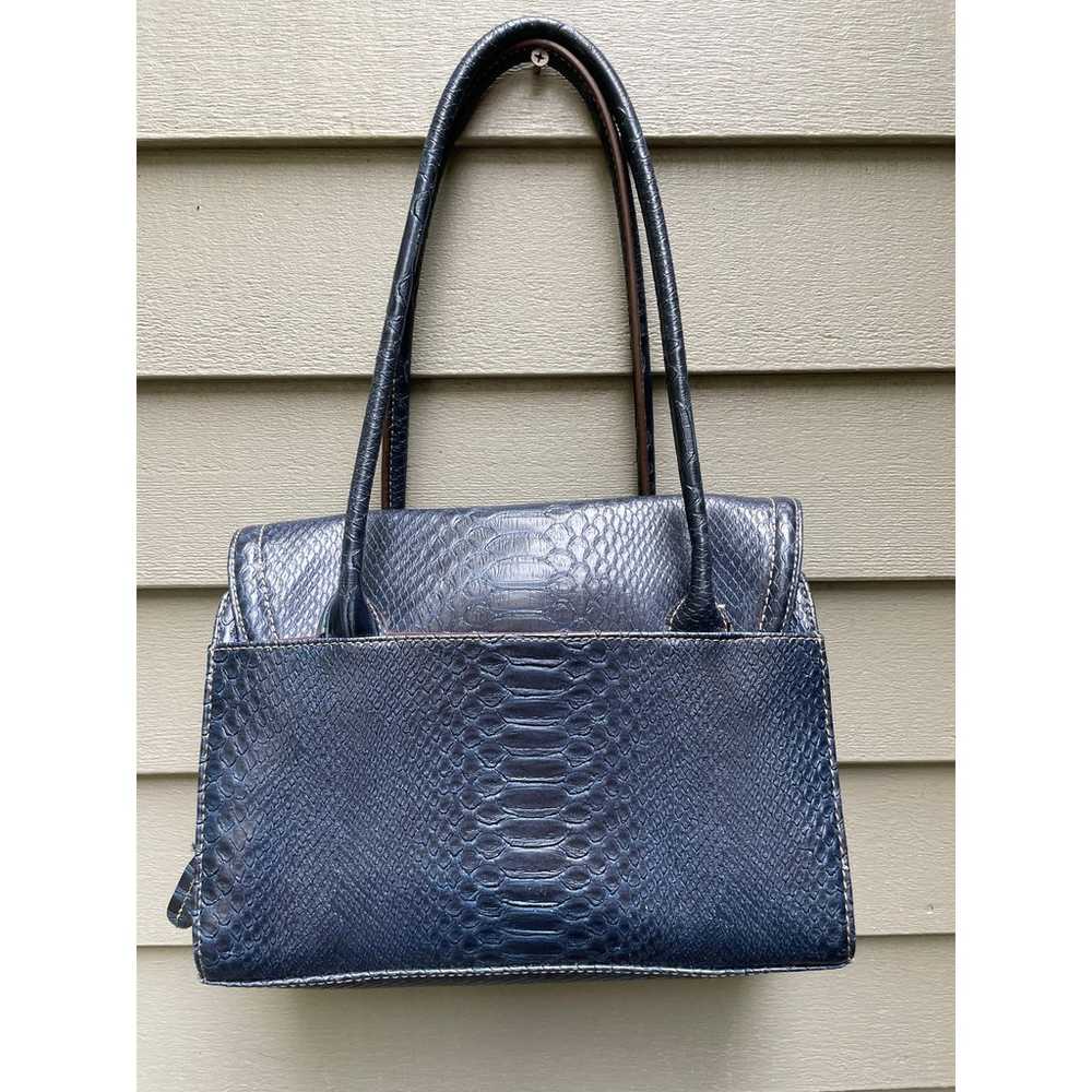 Vintage Navy Faux Snakeskin Leather Liz Claiborne… - image 2