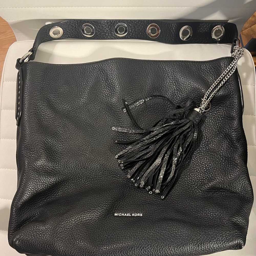 Michael Kors Black Brooklyn Leather Shoulder Bag - image 8