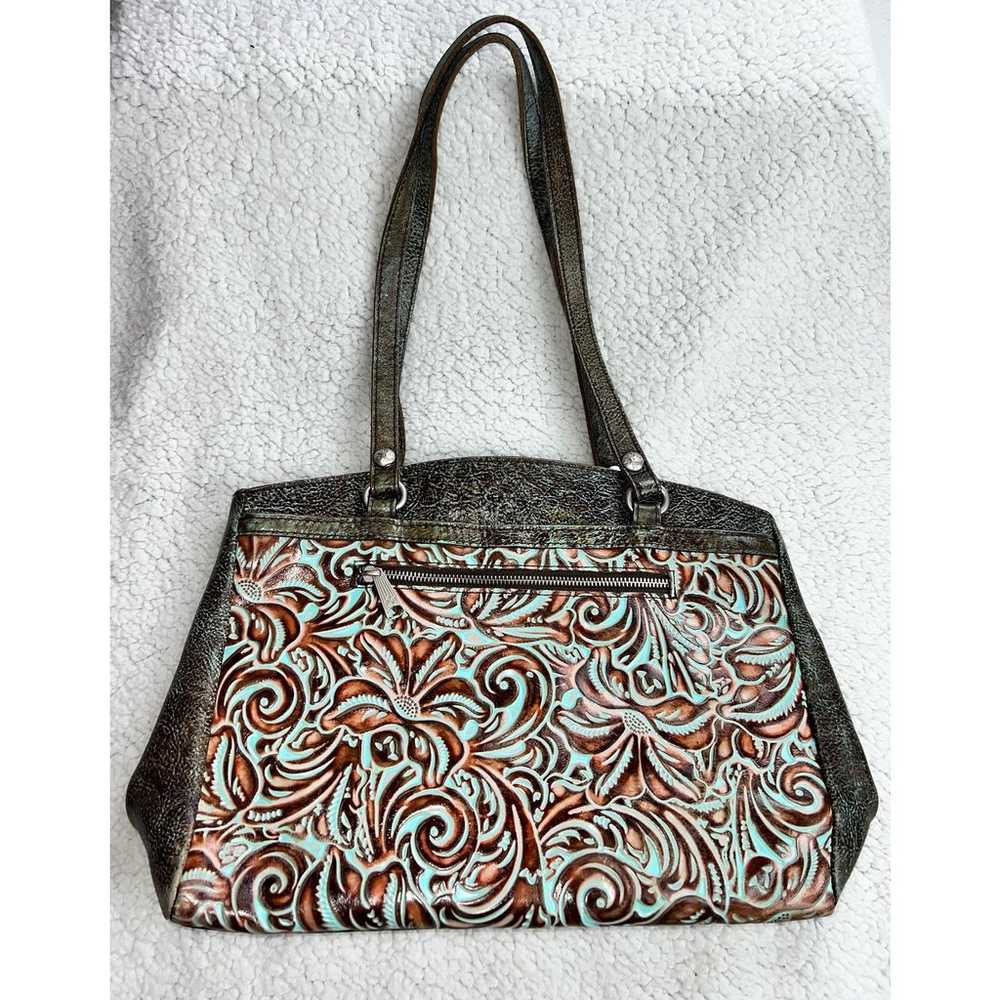 Patricia Nash Turquoise Tooled Italian Leather To… - image 1