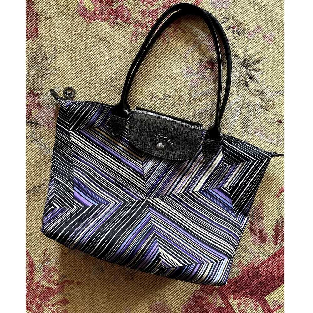 Longchamp Medium Tote Bag Purple Geometric Pattern - image 1