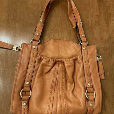 B. Makowsky Leather Tribeca Tote Hobo Shoulder Bag - image 1