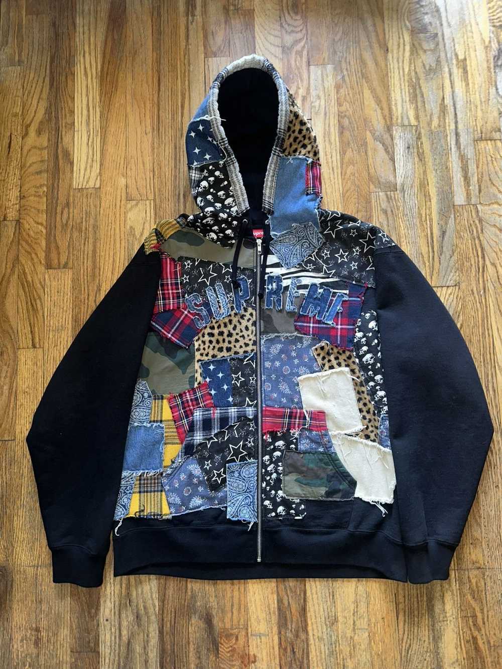 Supreme Supreme Patchwork Zip Up Hooded Sweatshirt - image 1