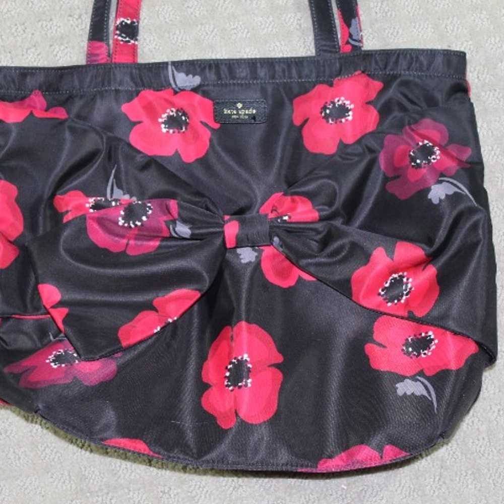 Kate Spade Red and Black 15x14x5 Poppy Bow Tote B… - image 2