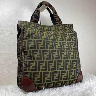 FENDI tote bag Zucca Nylon Leather A4 storage poss