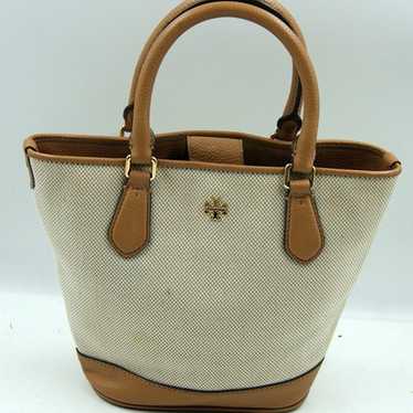 Tory Burch Carter Women's Handbag Beige Brown Can… - image 1