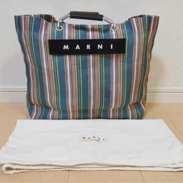 MARNI Flower Cafe Tote Bag with Striped Pattern - image 1