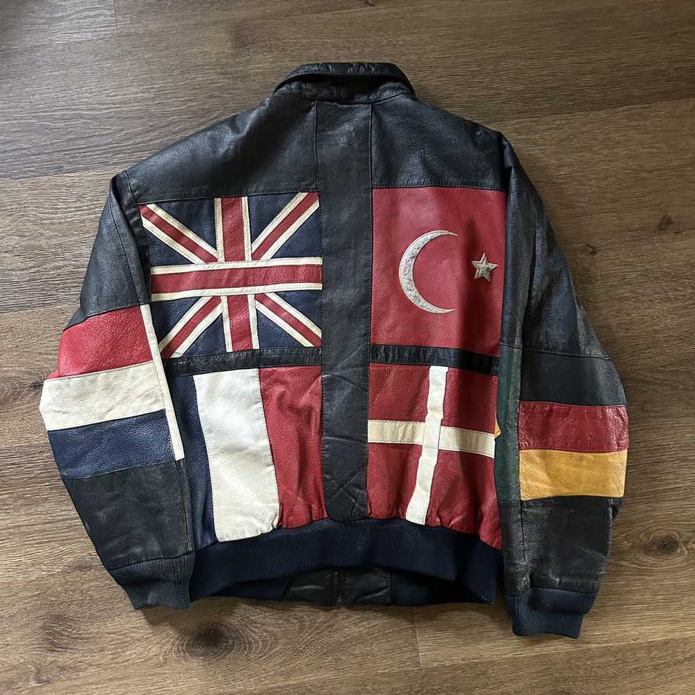 Vintage Vtg Phase 2 Leather Flags Jacket - image 5