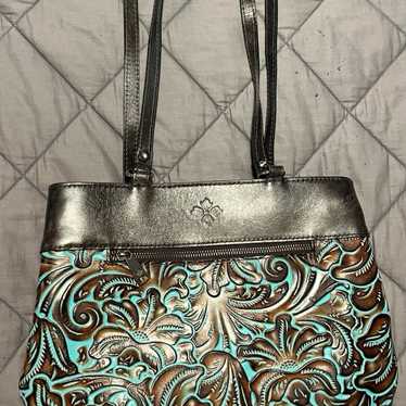 Patricia Nash Albi Tooled Turquoise Convertible Ba