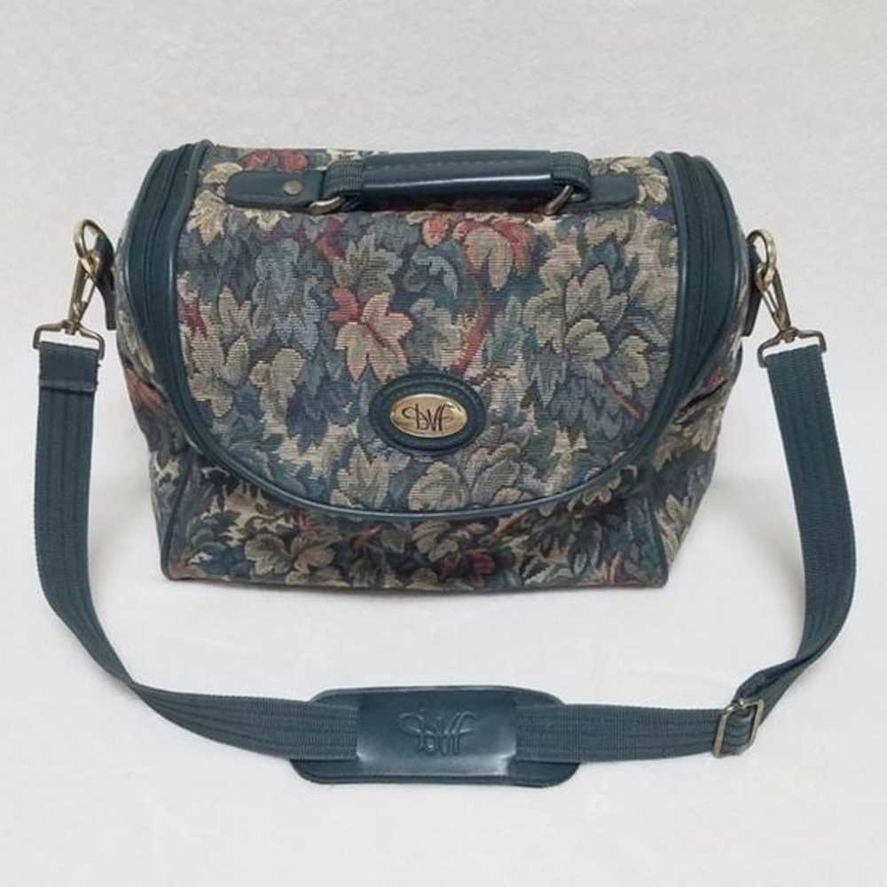 Vintage 80s DVF Floral Tapestry Canvas Weekend Bag - image 1