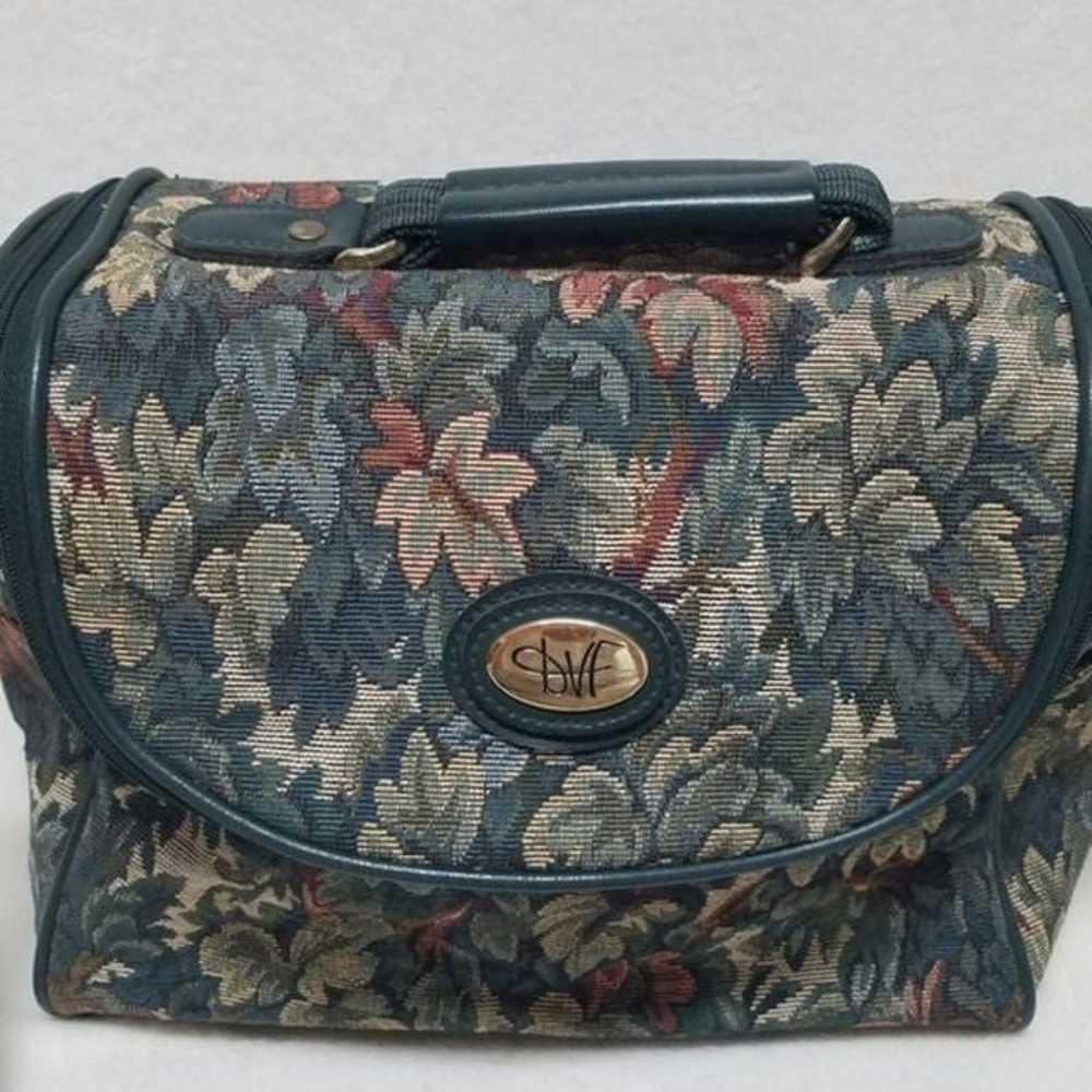 Vintage 80s DVF Floral Tapestry Canvas Weekend Bag - image 2