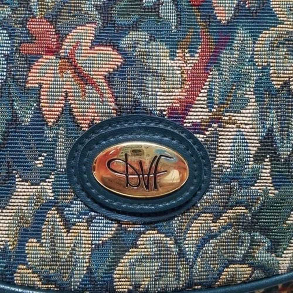 Vintage 80s DVF Floral Tapestry Canvas Weekend Bag - image 4