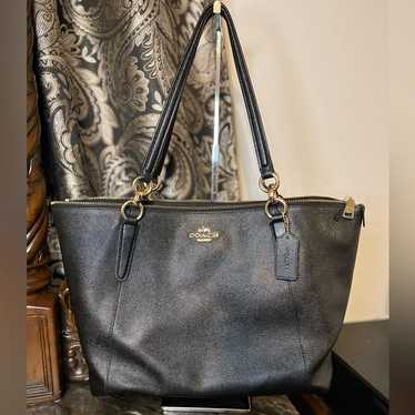 Coach - Crossgrain Black Leather Ava Tote Bag