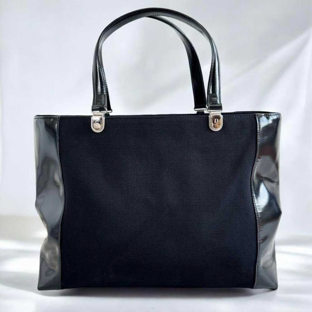 Christian Dior tote bag canvas leather navy - image 2