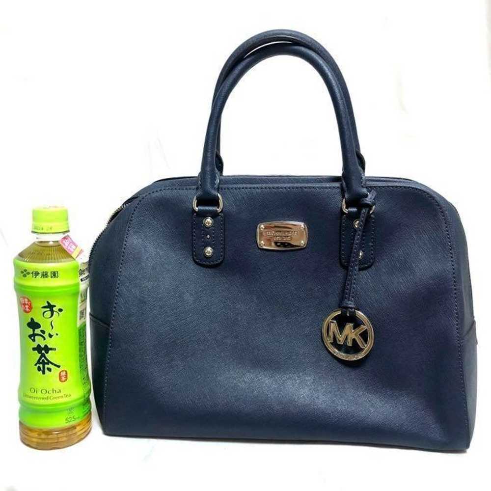 Michael Kors bag, handbag, navy blue, Boston bag,… - image 7