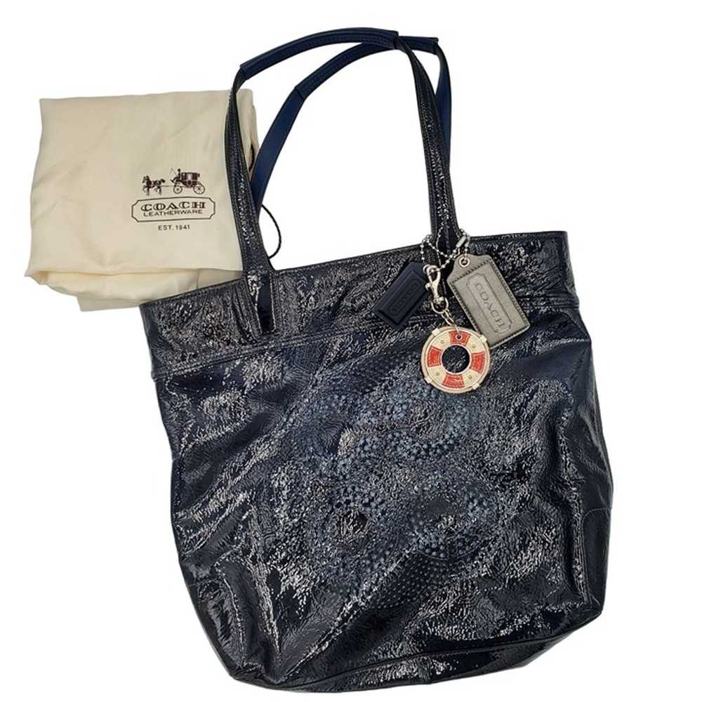 NEW Authentic Coach Audrey Navy Blue Patent Leath… - image 1