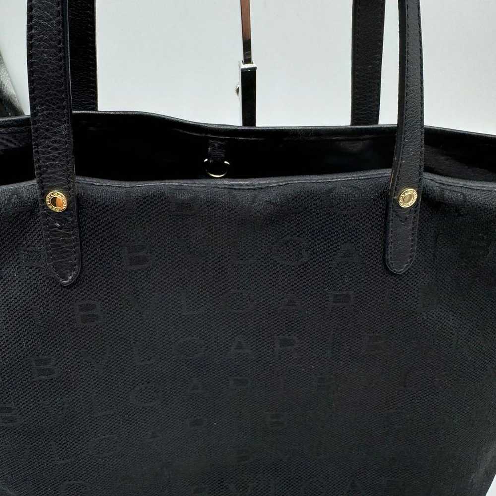 BVLGARI Logo Mania Canvas x Leather Tote Bag Black - image 12