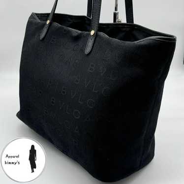 BVLGARI Logo Mania Canvas x Leather Tote Bag Black - image 1