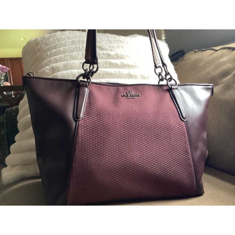 Coach Ava Legacy Jacquard Oxblood Milk Tote F57246 - image 1