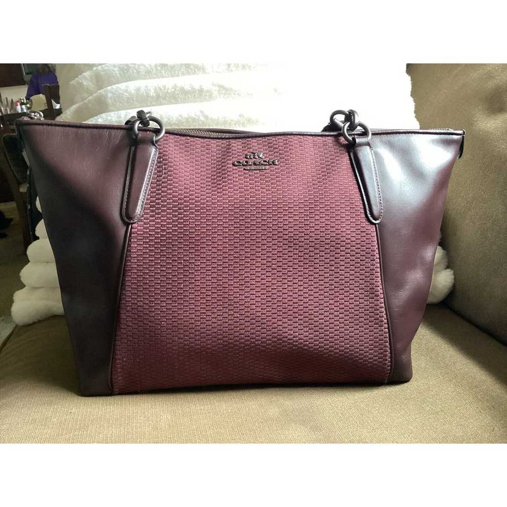 Coach Ava Legacy Jacquard Oxblood Milk Tote F57246 - image 2