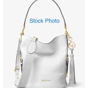 Michael Kors White Brooke Medium Pebbled Leather … - image 1