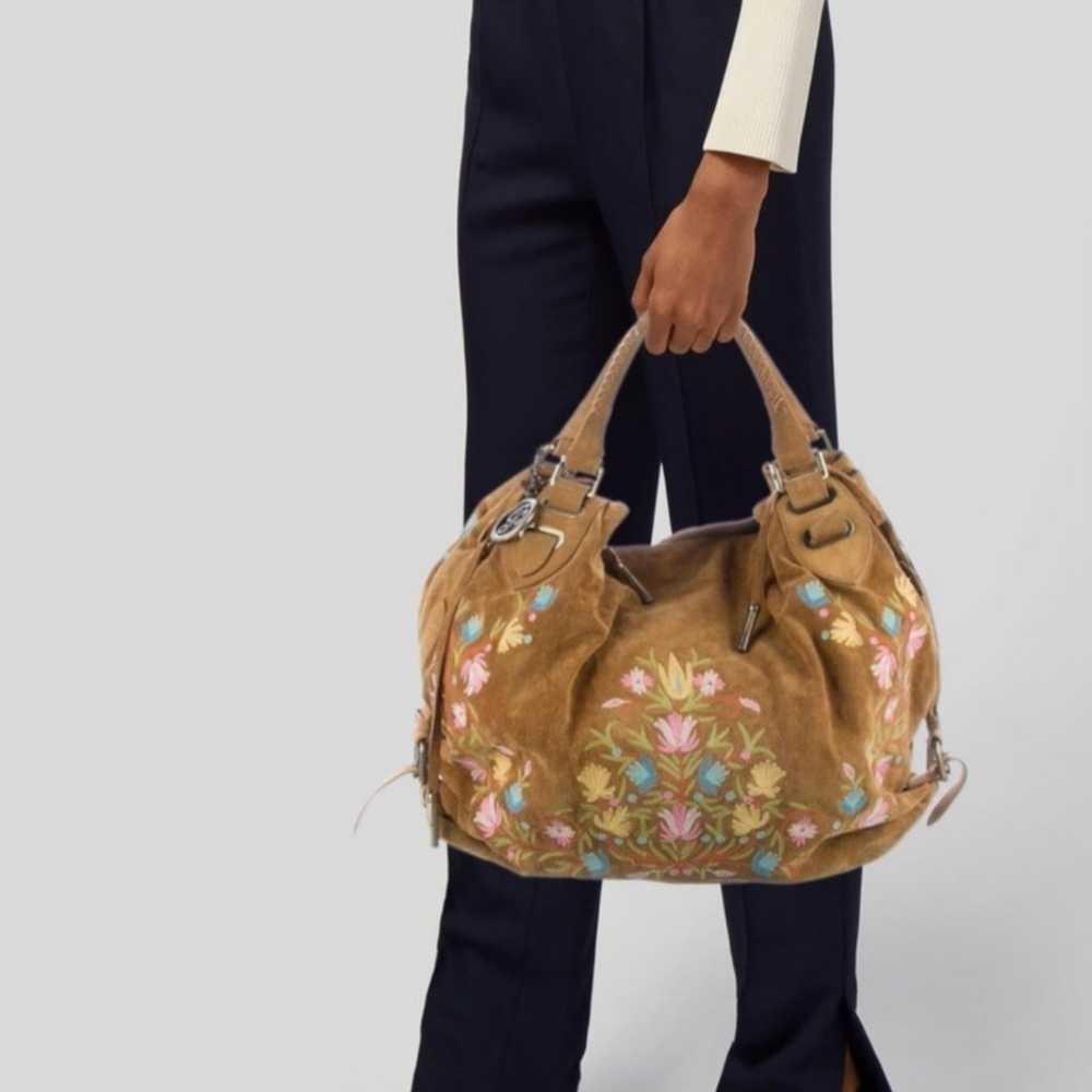 Bally Suede/Floral Shoulder Bag - image 1