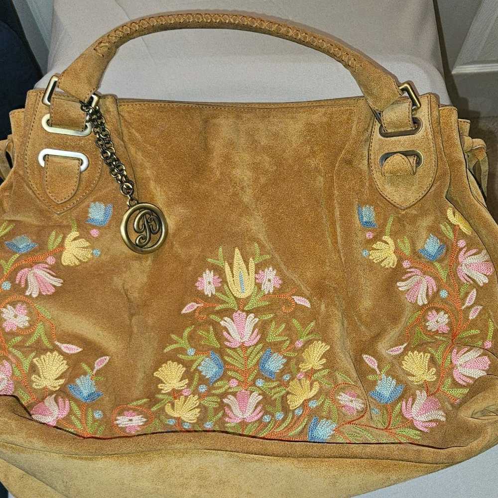 Bally Suede/Floral Shoulder Bag - image 5