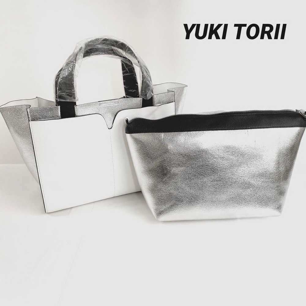 Unused Yukitori Handbag with Pouch Bicolor White … - image 1