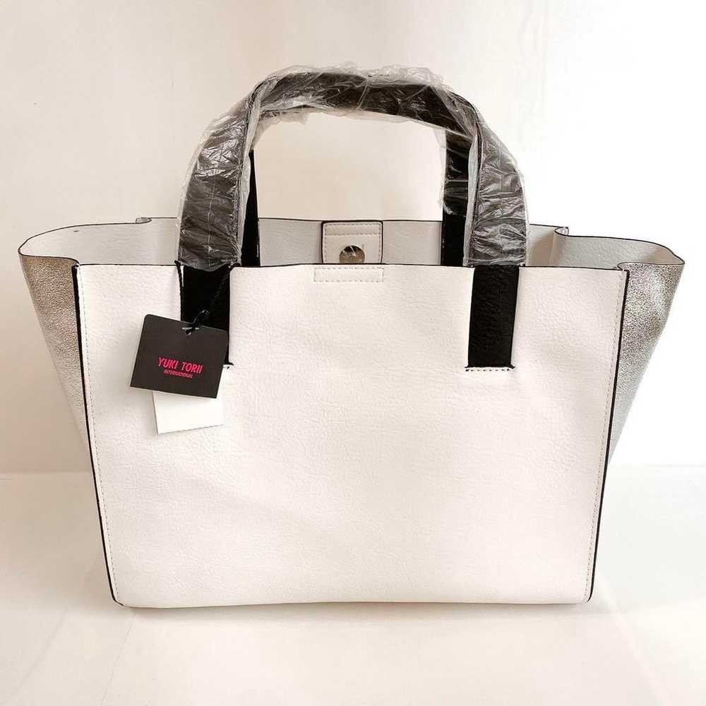 Unused Yukitori Handbag with Pouch Bicolor White … - image 2