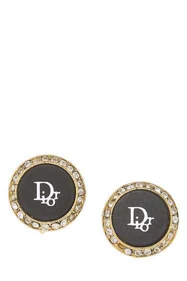 Black Gold Round Crystal Earrings Small