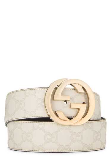 White Guccissima Leather Interlocking Belt 80 - image 1