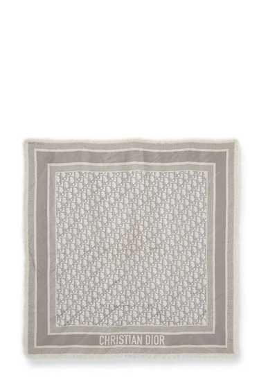 Grey Silk Oblique Scarf