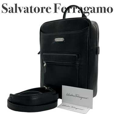 Salvatore Ferragamo Shoulder Bag 2-way Leather Bl… - image 1