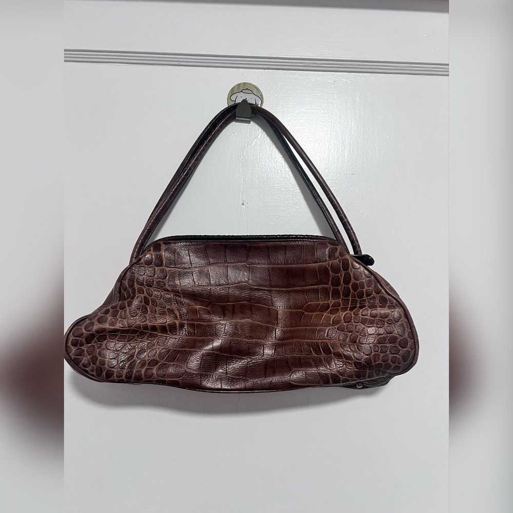 90s Y2k Furla small crocodile brown shoulder bag … - image 3