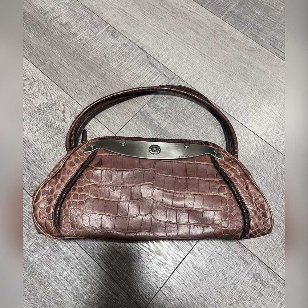 90s Y2k Furla small crocodile brown shoulder bag … - image 4