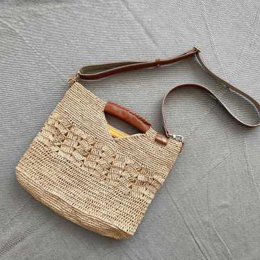 IBIZA Ibiza Raffia Leather Shoulder Bag with Inner