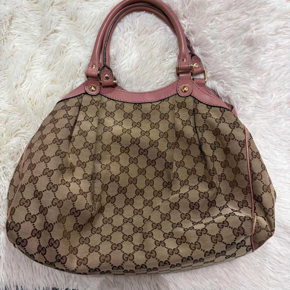 Gucci Sukey Tote Bag GG Canvas Leather Charm - image 2