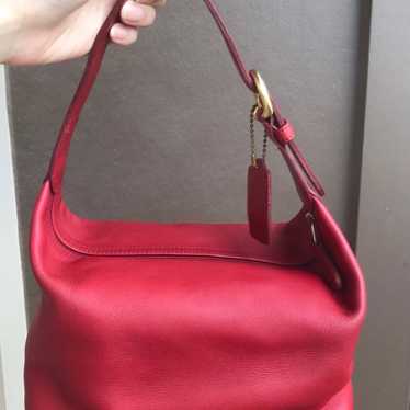 Vintage coach red mini hobo shoulder leather bag … - image 1