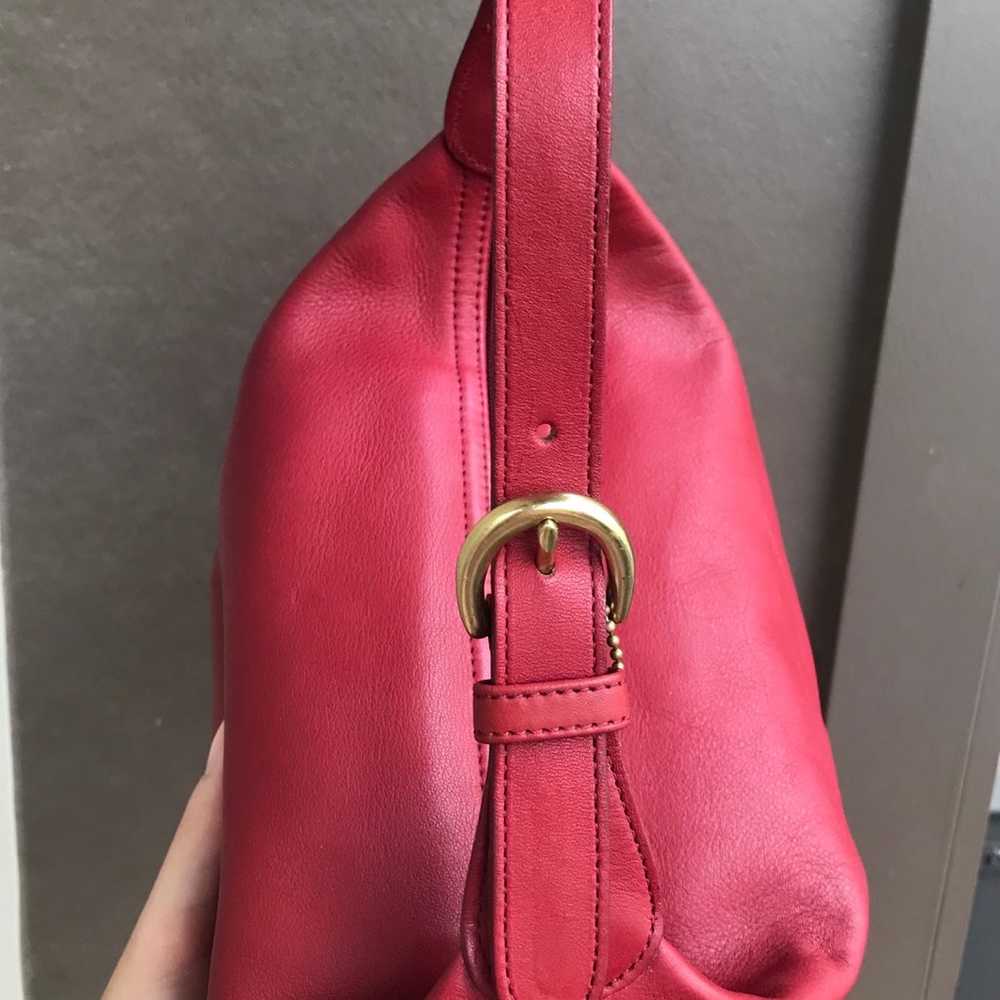 Vintage coach red mini hobo shoulder leather bag … - image 3