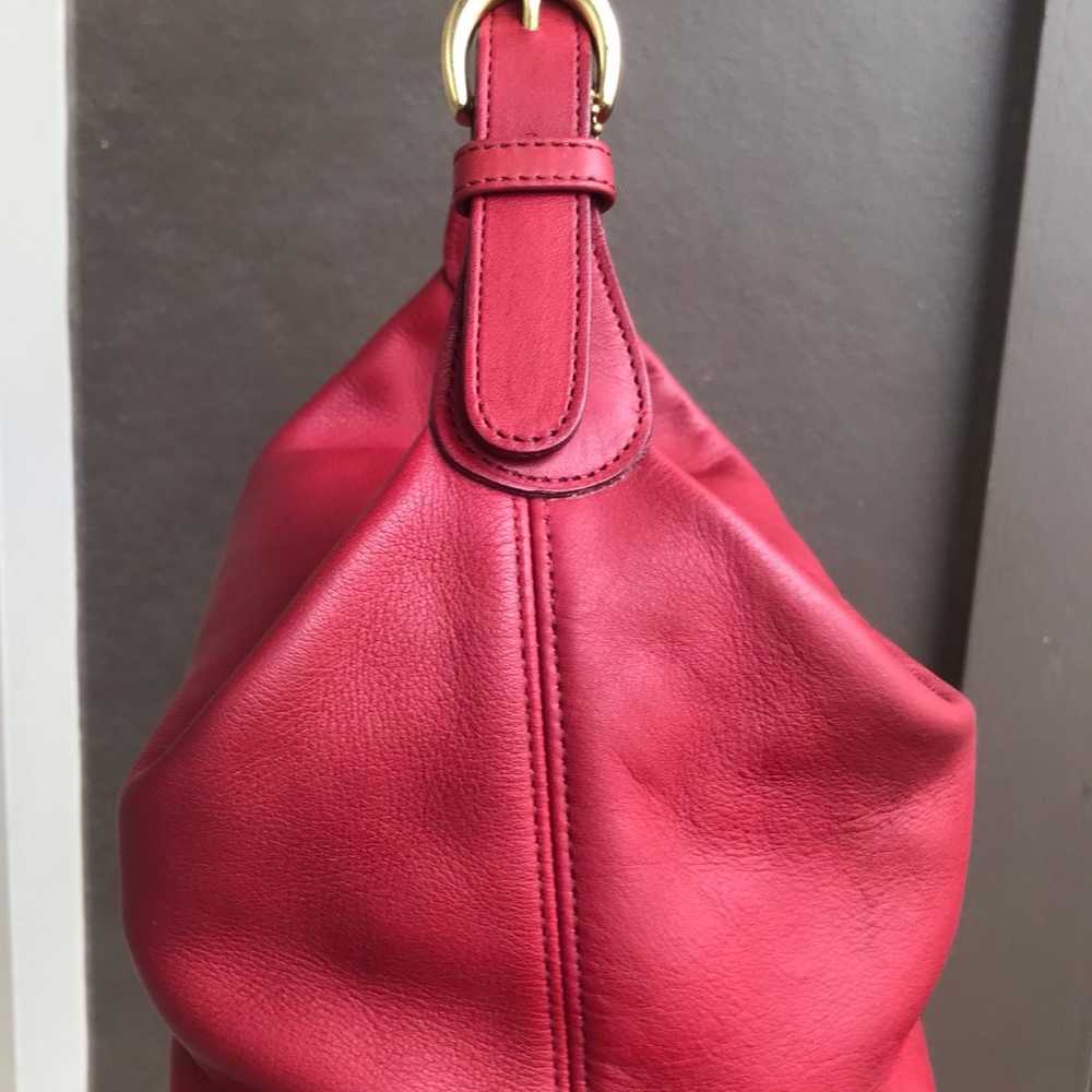 Vintage coach red mini hobo shoulder leather bag … - image 5