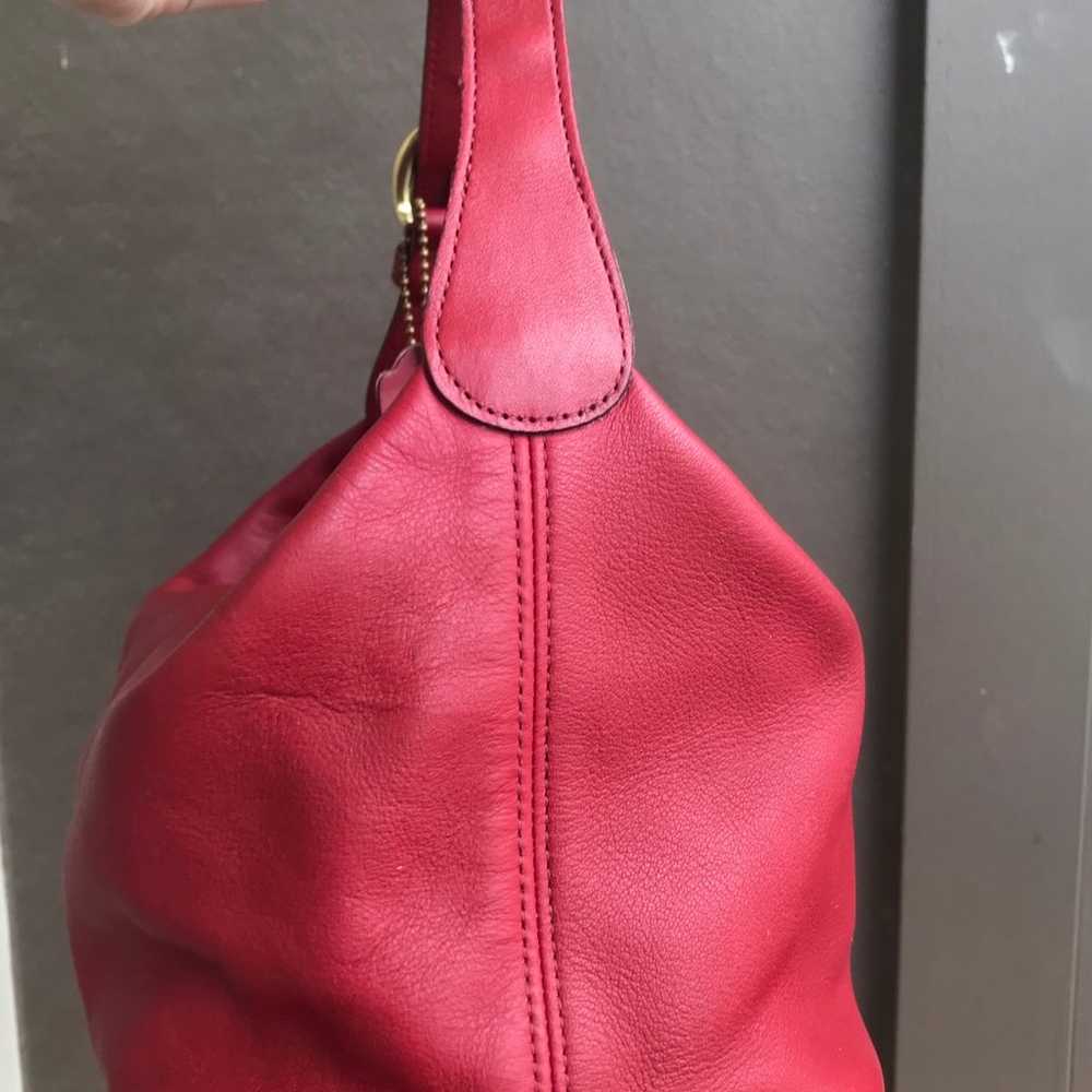 Vintage coach red mini hobo shoulder leather bag … - image 6