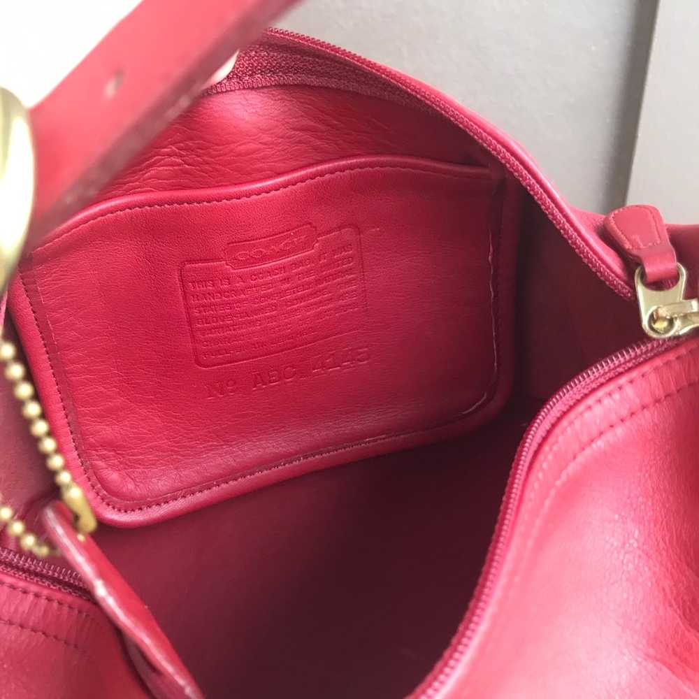 Vintage coach red mini hobo shoulder leather bag … - image 7