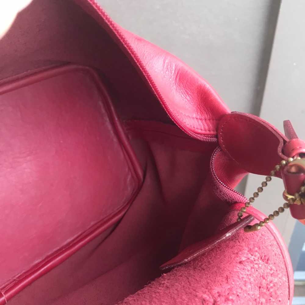 Vintage coach red mini hobo shoulder leather bag … - image 8