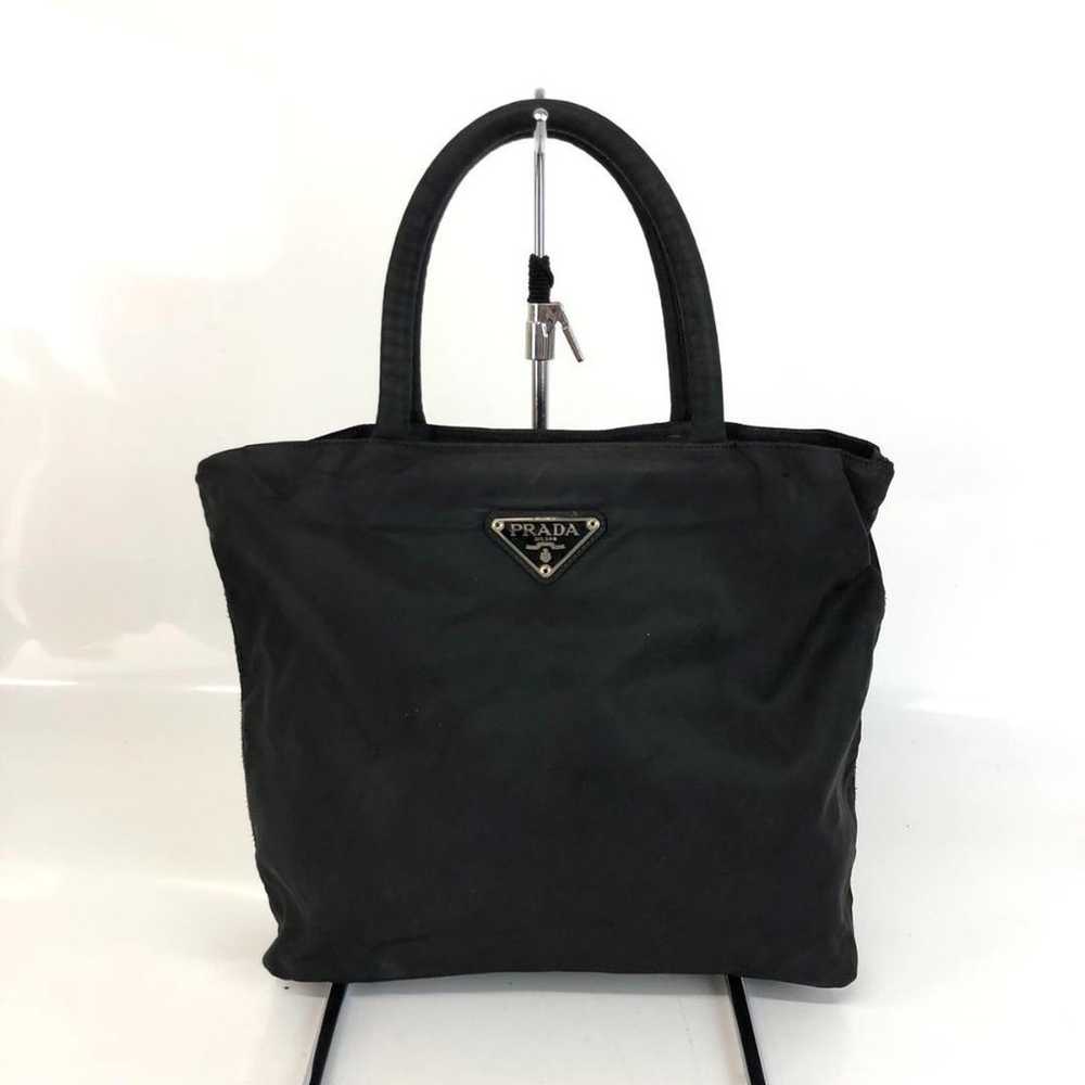 PRADA Nylon Logo Plate Handbag Black - image 1