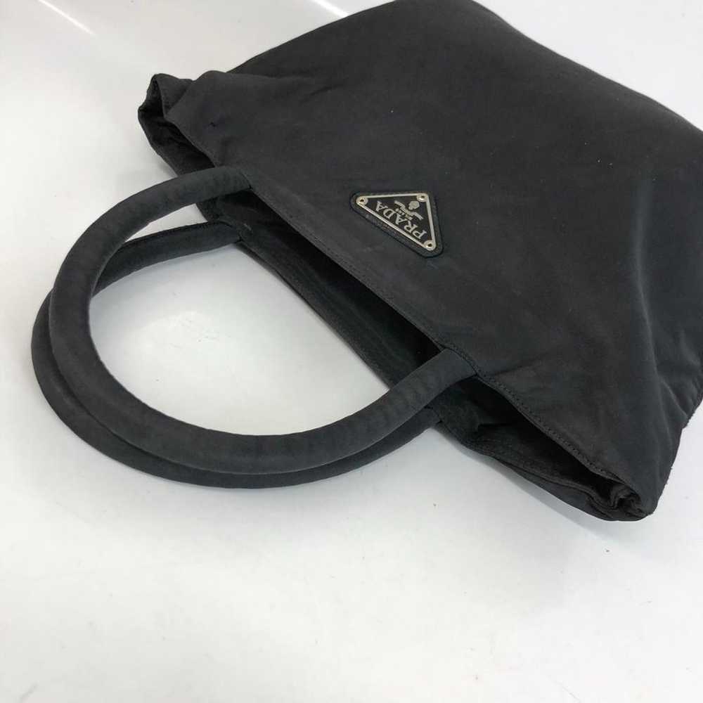 PRADA Nylon Logo Plate Handbag Black - image 5