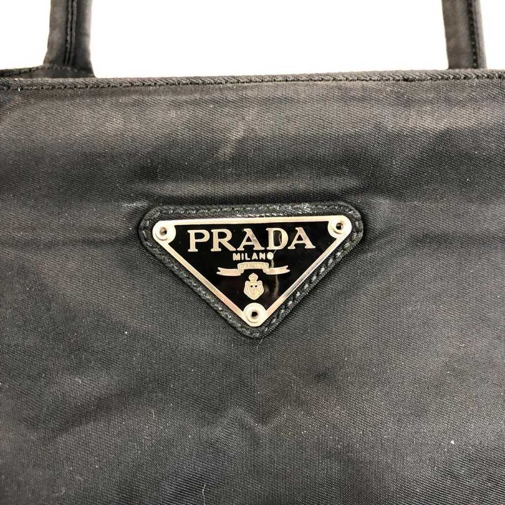 PRADA Nylon Logo Plate Handbag Black - image 7