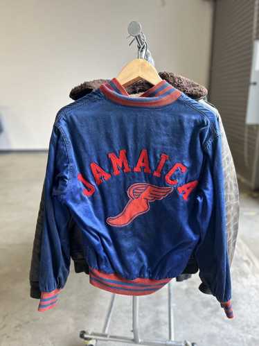 Varsity Jacket × Vintage 60s Jamaica queens satin 