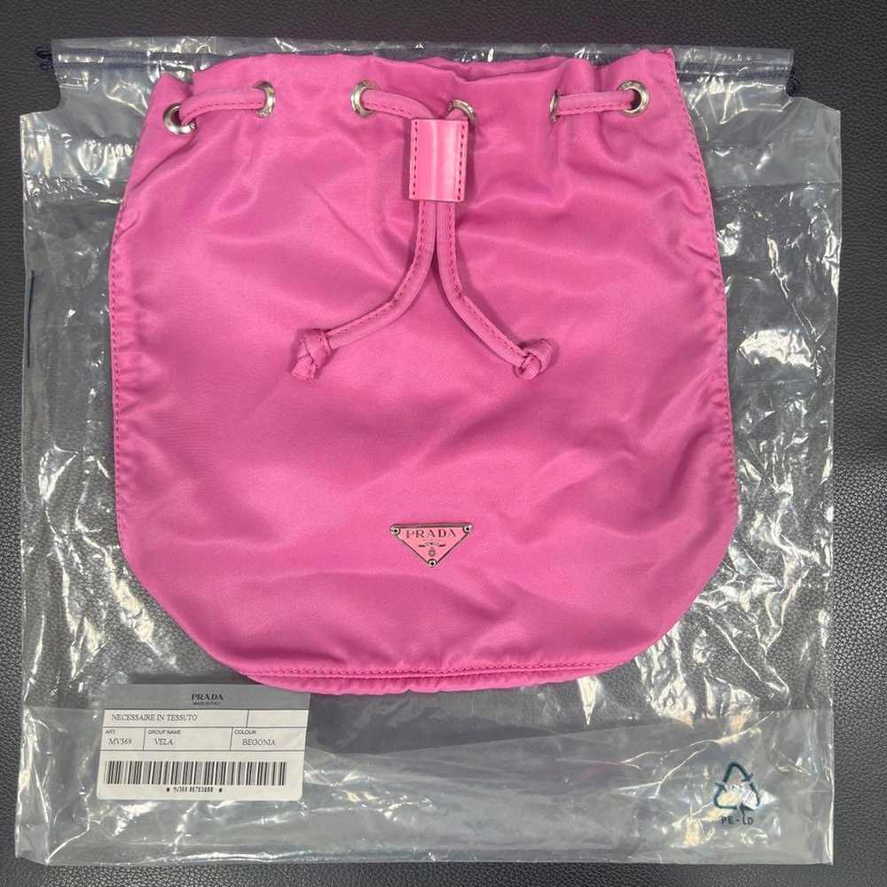 Prada drawstring bag, made of pink nylon with a t… - image 1